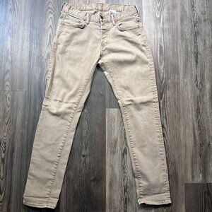 H&M Denim Mens Brown Slim Low Waist 31x32 Minimalist Beige Work Casual